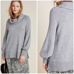 NWOT Anthropologie Paloma Balloon Sleeve Cowl Neck Tunic Sweater